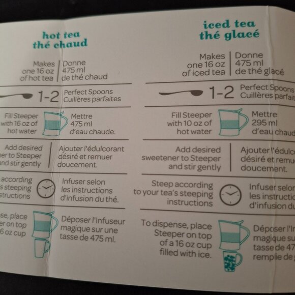 Davids Tea The Steeper BPA-free Tritan Clear 18 oz Recipe Card Latte Pop Iced - Picture 11 of 11